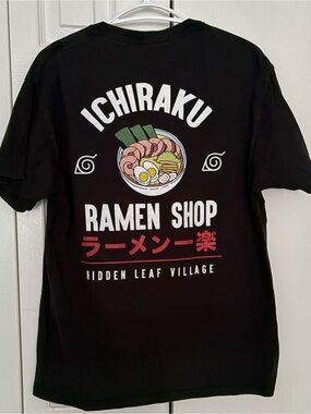 Naruto Shippuden Ichiraku Ramen Shop T-Shirt - Black Graphic Tee - Size L